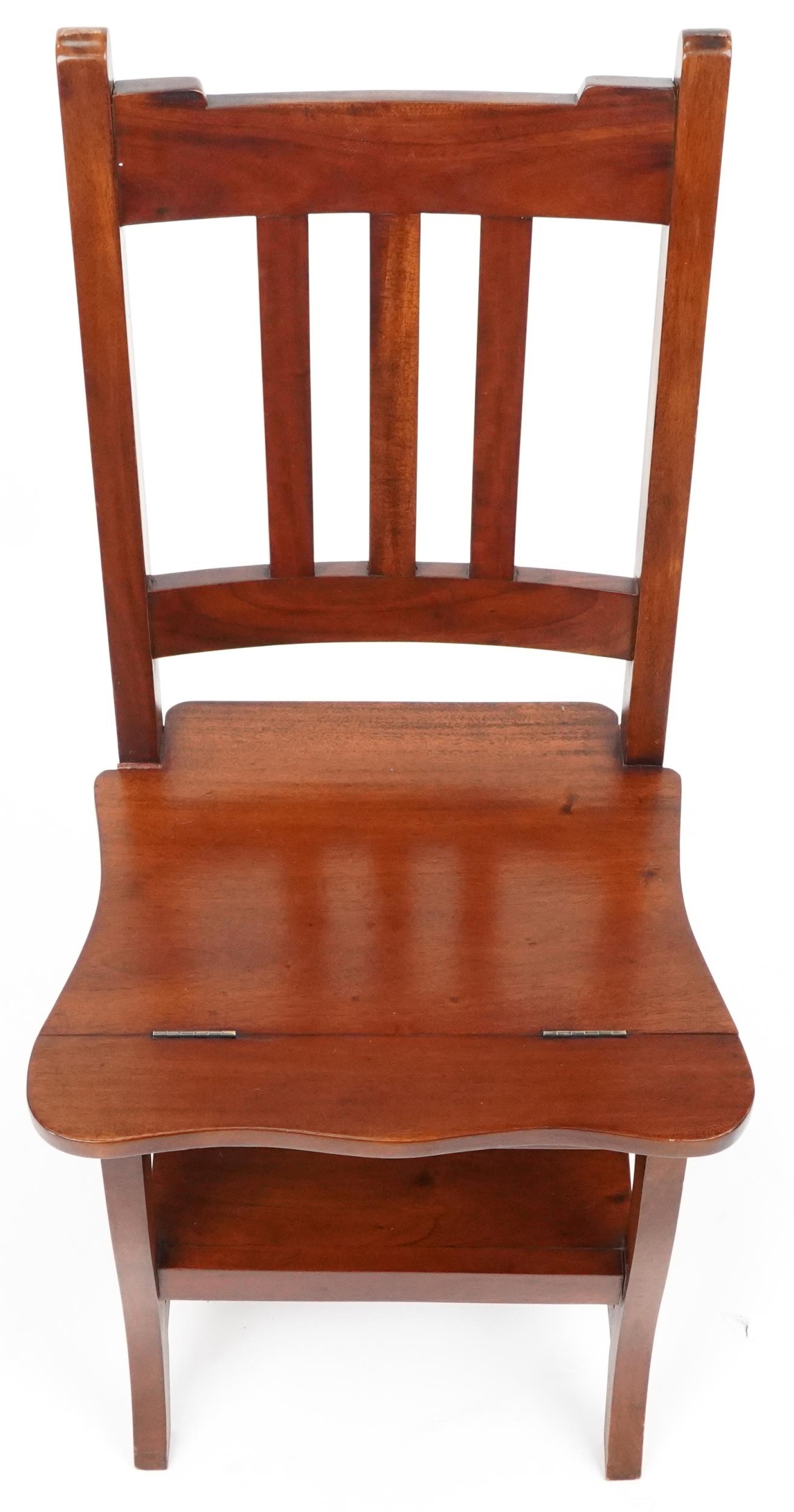 Set of metamorphic hardwood library steps/chair, 91.5cm high when as chair - Image 6 of 7