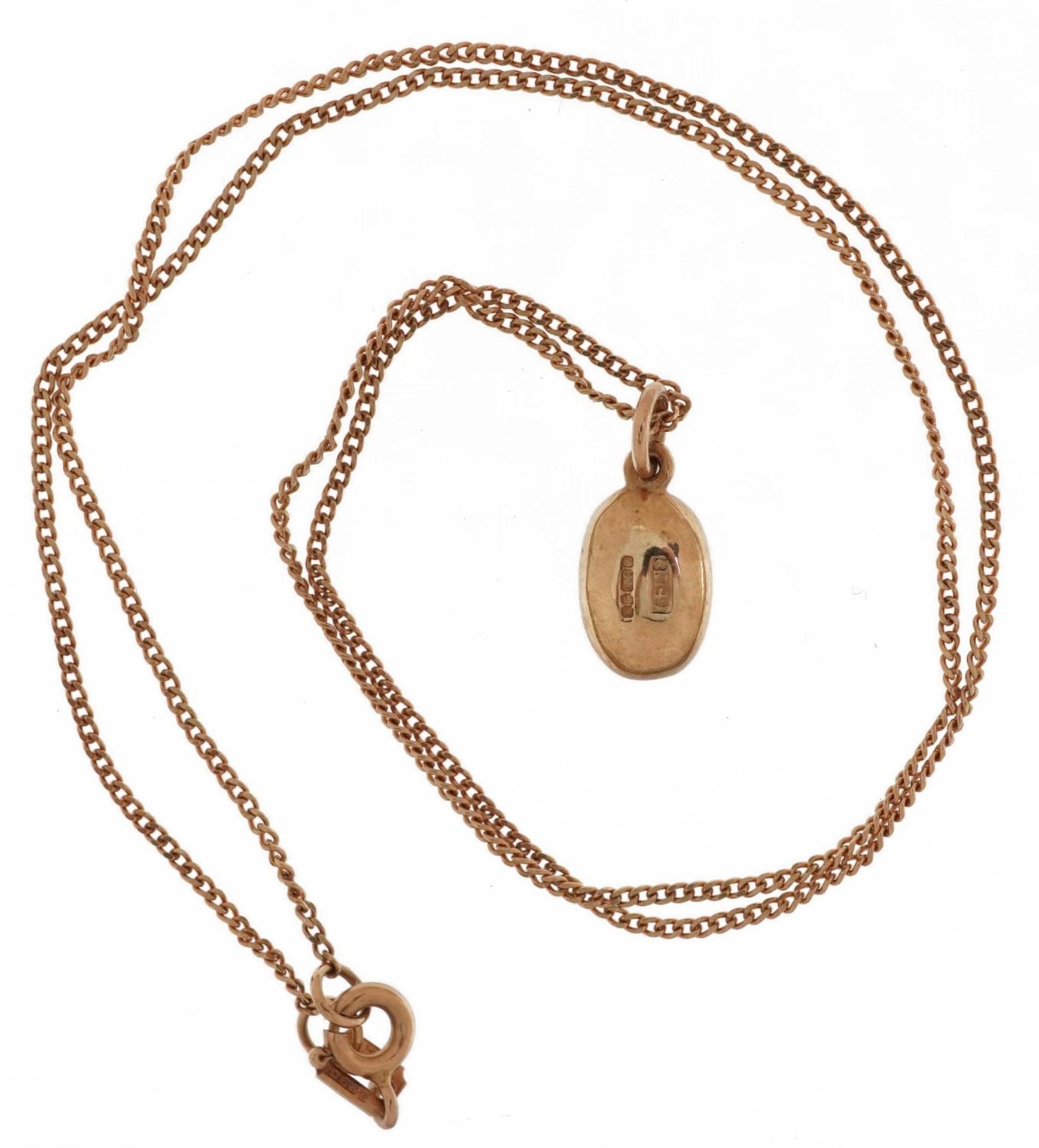 9ct gold coffee bean charm on a 9ct gold necklace, 1.6cm high and 40cm in length, 3.3g - Image 3 of 4