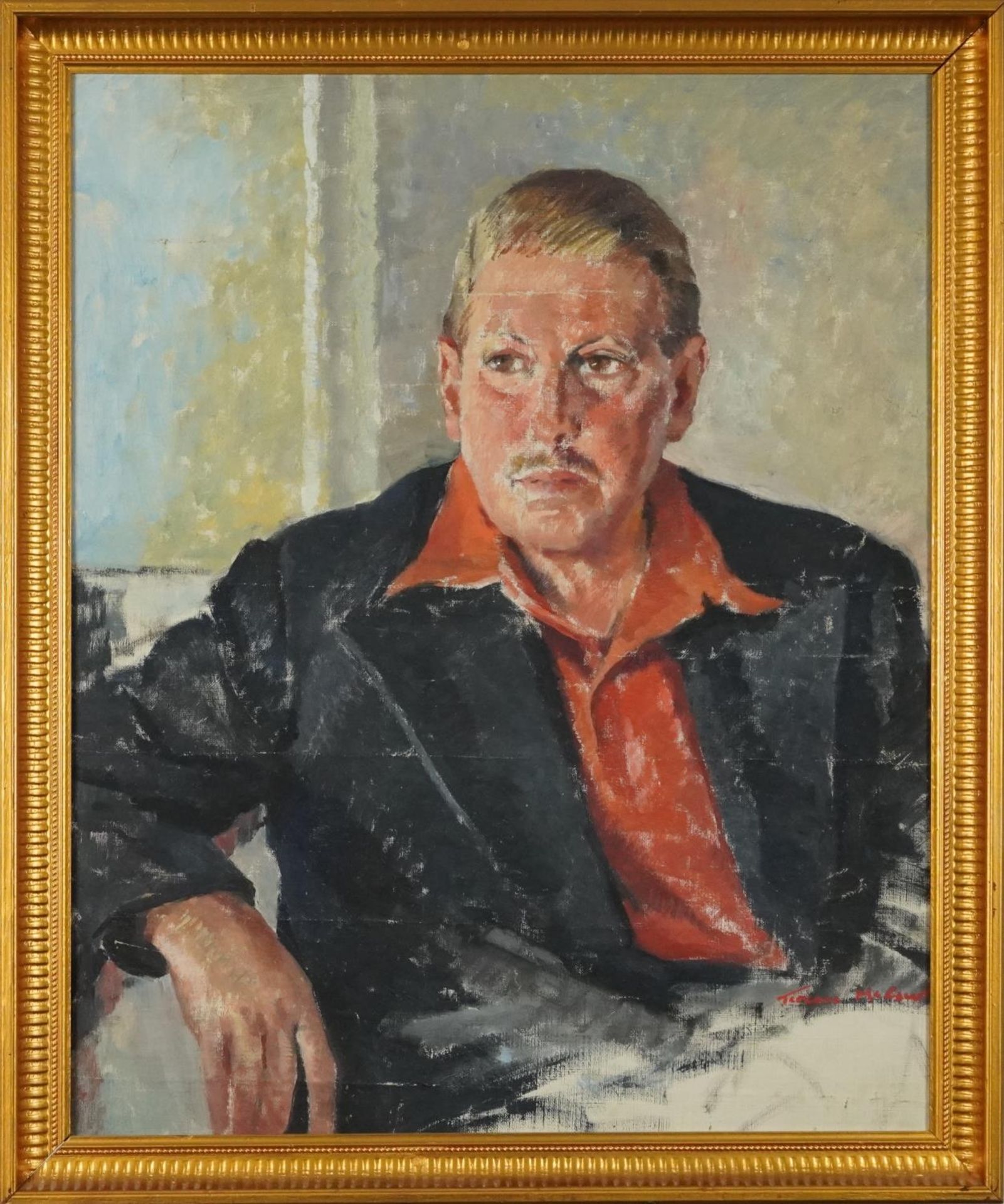 Terence John McCaw - Portrait of a seated gentleman, South African school oil on canvas, framed, - Image 2 of 4