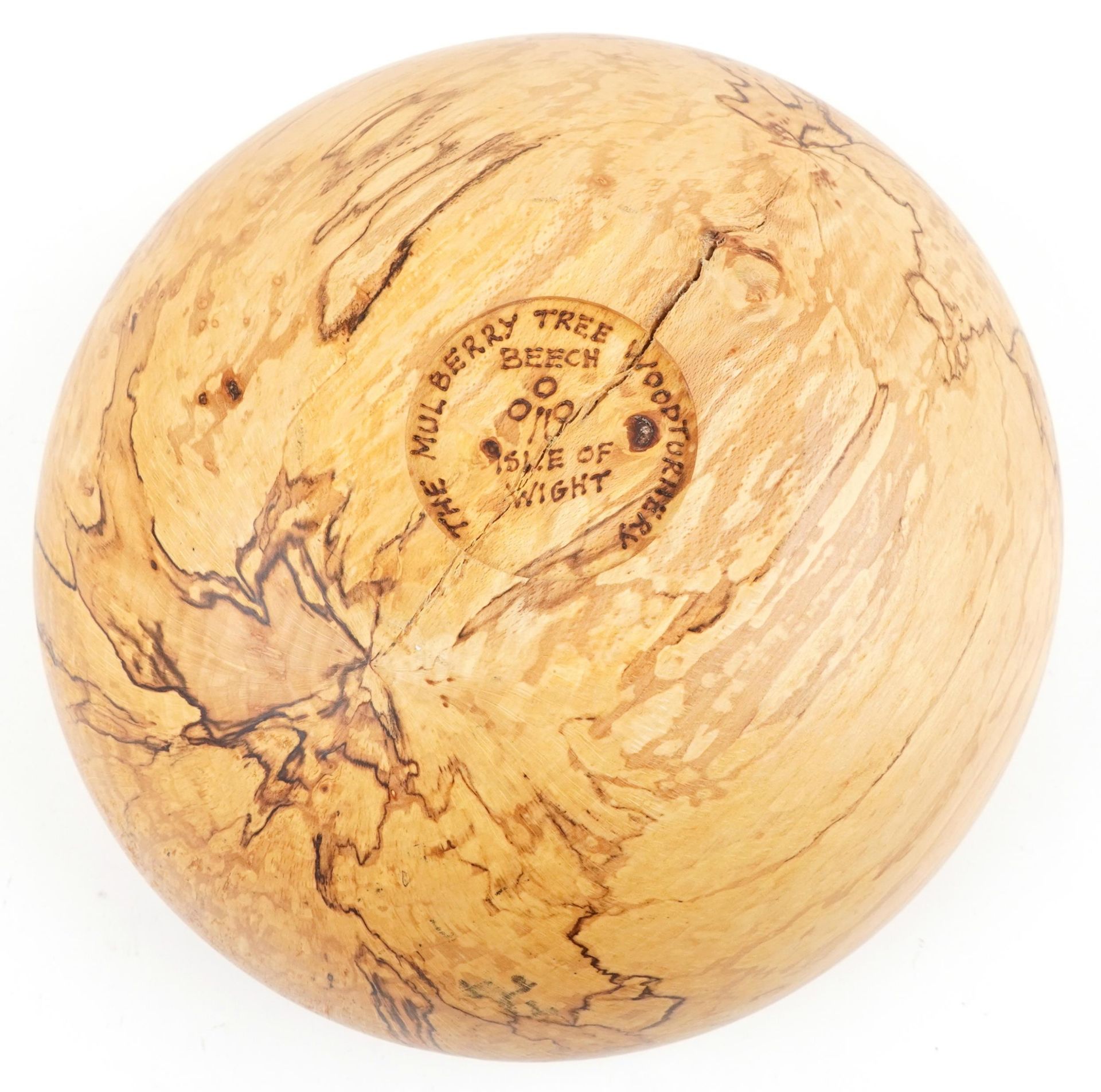 Andy Fortune for The Mulberry Tree Wood Turnery, Isle of Wight turned beechwood vase, 26cm in - Image 4 of 5