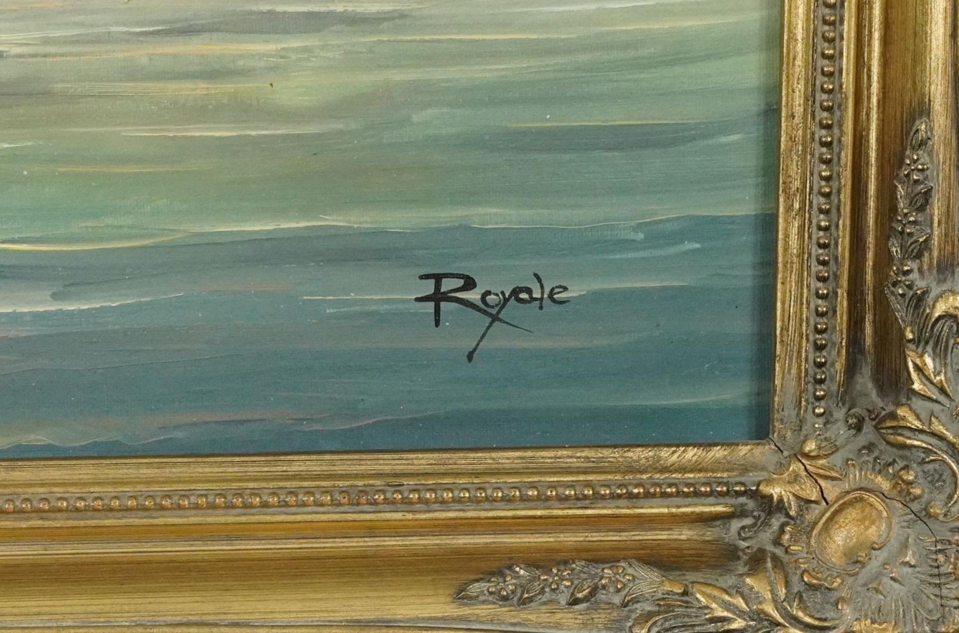 Royale - Men-O-War, Naval interest oil on canvas, framed, 90cm x 60cm excluding the frame - Bild 3 aus 5