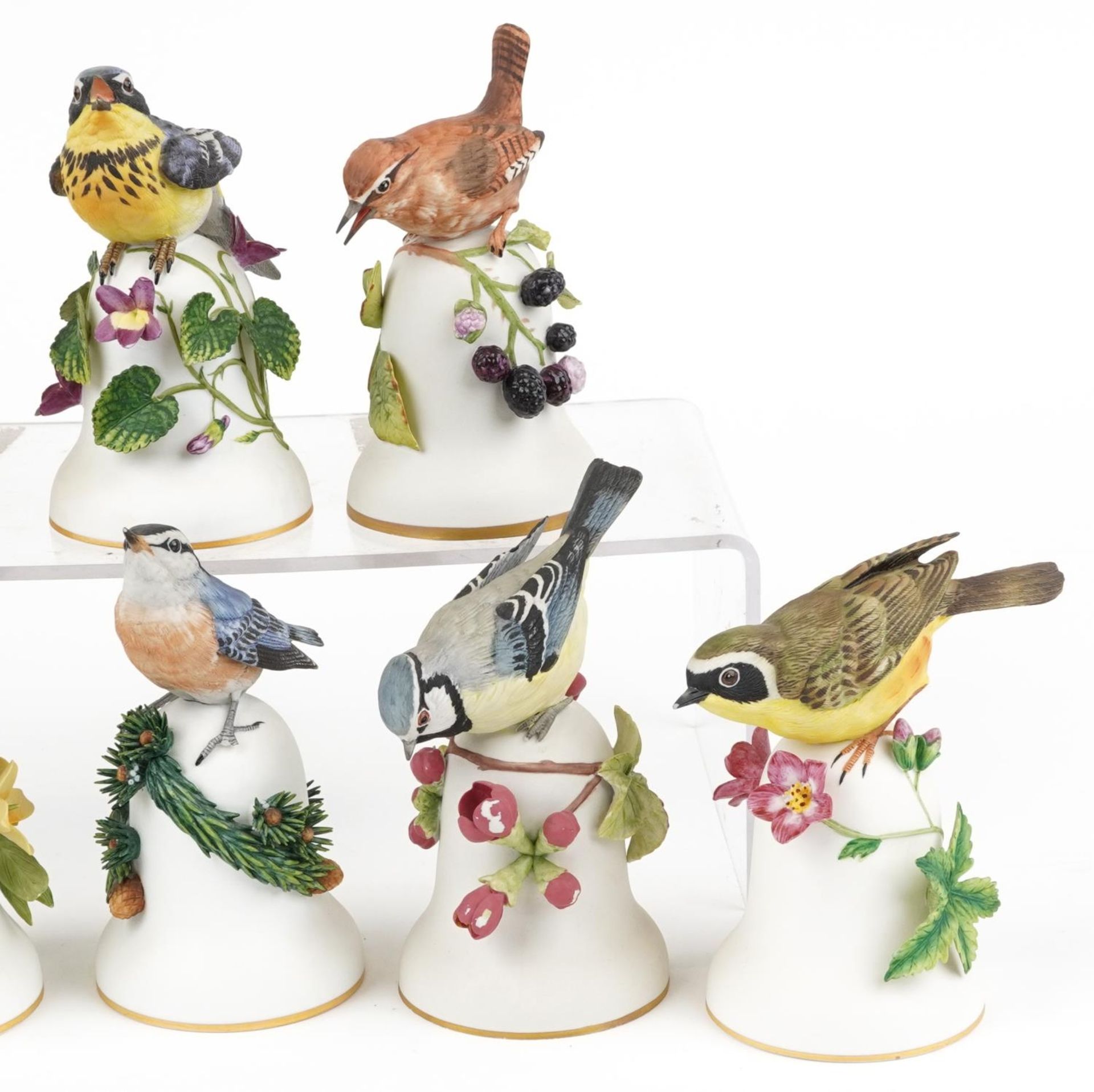 Peter Barrett for Franklin Porcelain, eight hand painted porcelain bird table bells including The - Image 3 of 5