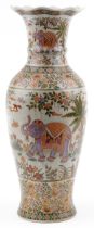 Large Chinese porcelain vase decorated with elephants and flowers, 59.5cm high