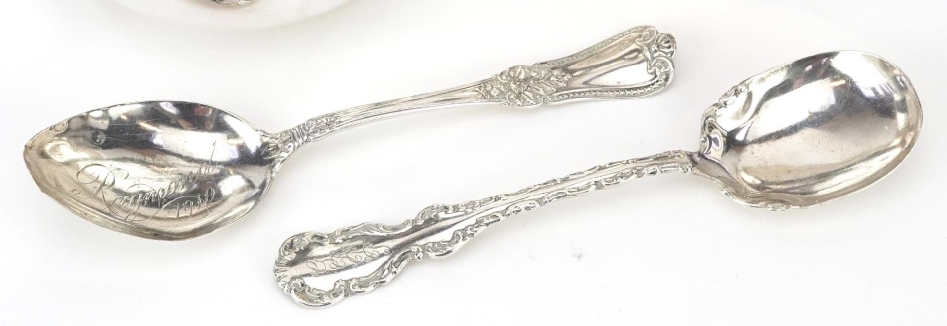Silver items comprising American sterling circular bowl, two American sterling spoons and a South - Image 3 of 7