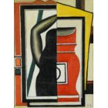 Manner of Fernand Leger - Abstract composition, French school oil on board, framed, 39cm x 29cm