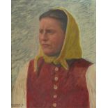 Hans Dahl 1896 - Head and shoulders portrait of a female, late 19th century Norwegian school oil