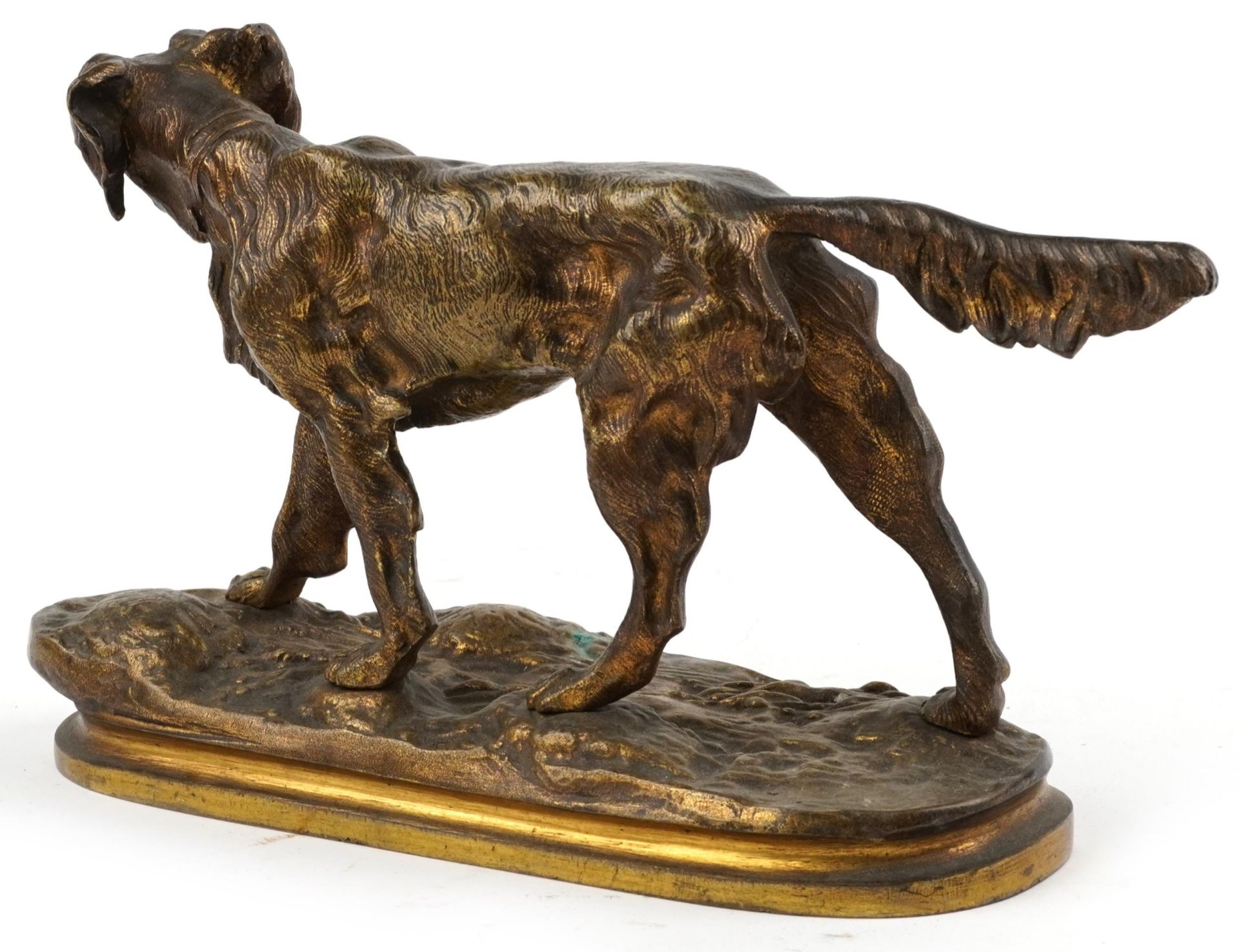 19th century gilt bronze sculpture of a Gundog, 32cm in length - Image 2 of 3