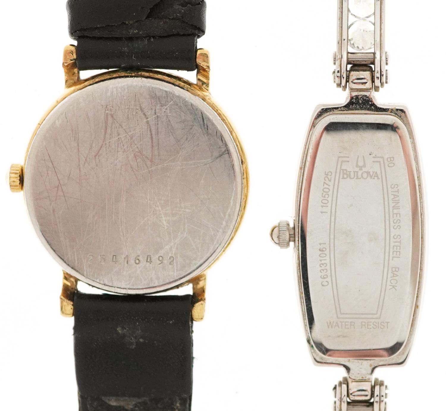Two ladies quartz wristwatches comprising Bulova set with clear stones and Longines Presence, the - Image 4 of 6
