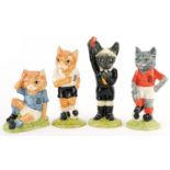 Four sporting interest Beswick cat figures from the Footballing Felines Collection comprising