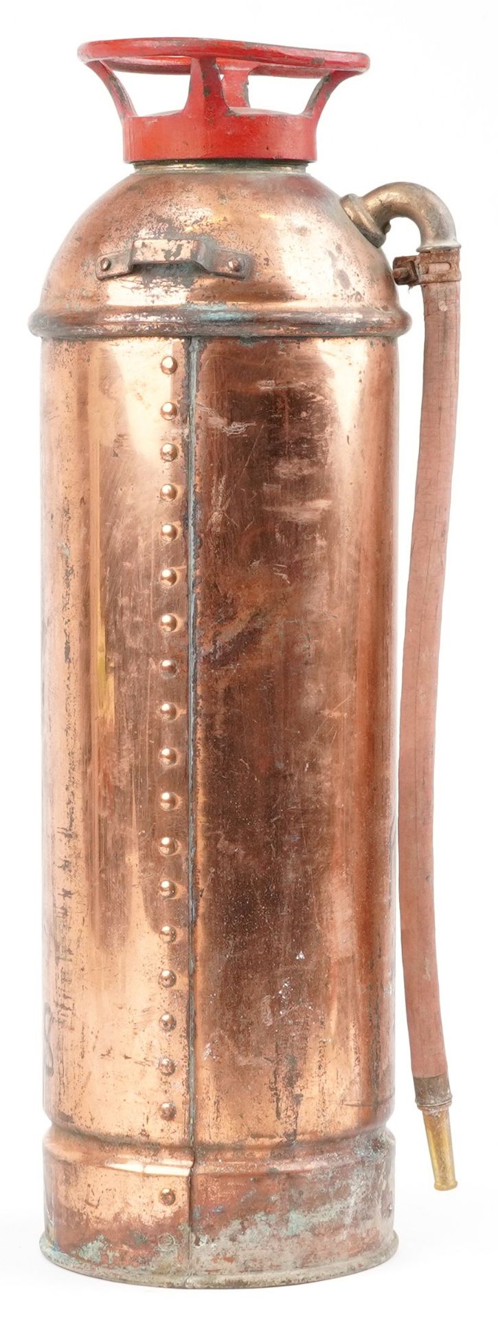 Vintage Canadian Imperial soda and acid copper fire extinguisher with brass plaques, 60.5cm high - Image 4 of 5