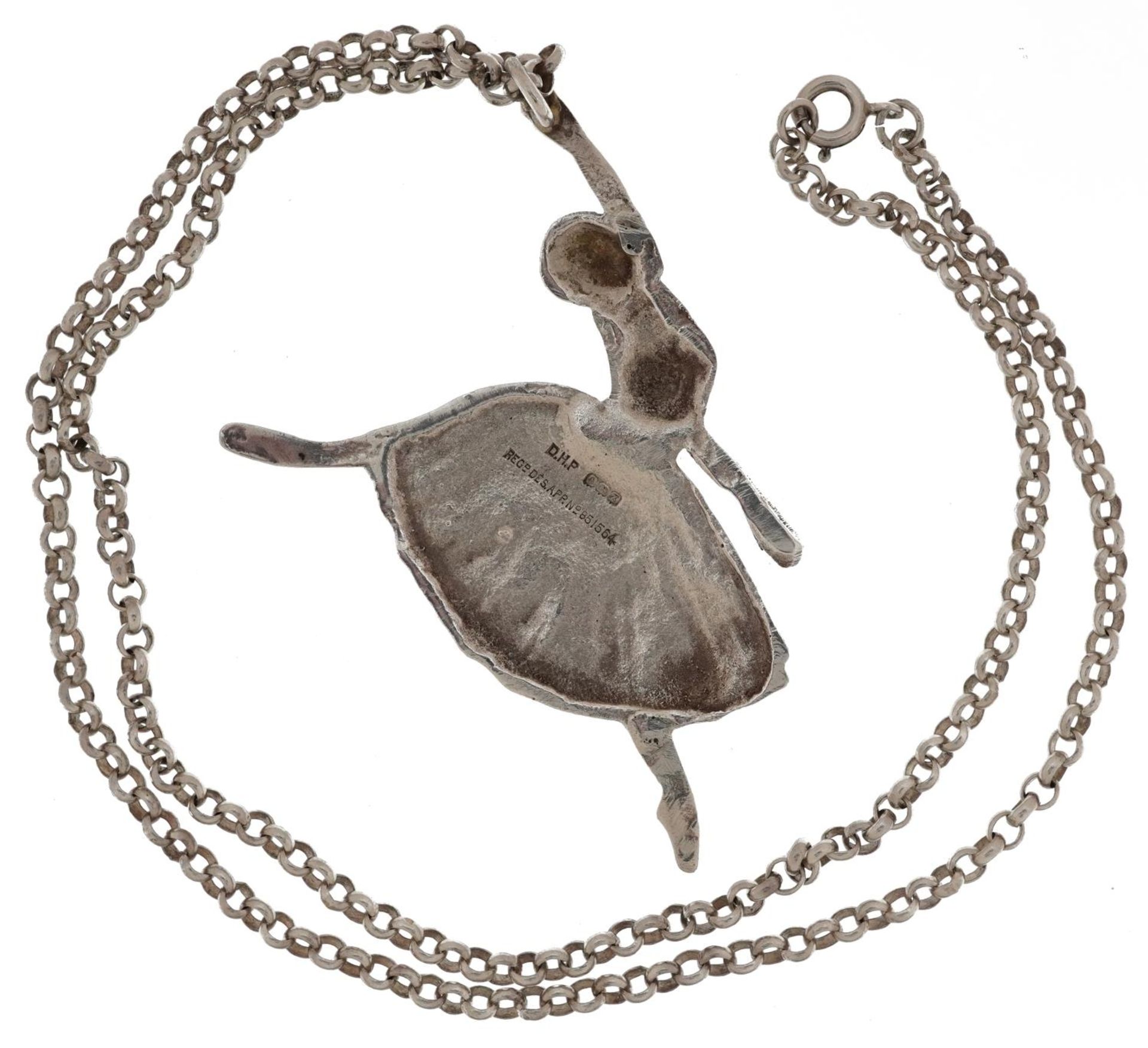 D H Phillips Ltd, silver pendant in the form of a ballerina on a silver Belcher link necklace, 7.5cm - Image 2 of 3