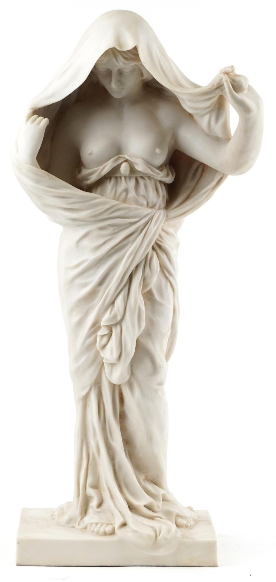 After Louis-Ernest Barrias, large patinated parian style statuette of a semi nude Art Nouveau - Image 2 of 4