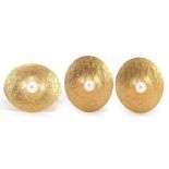 Mid century Austrian 18ct gold cultured pearl ring with matching stud earrings housed in a