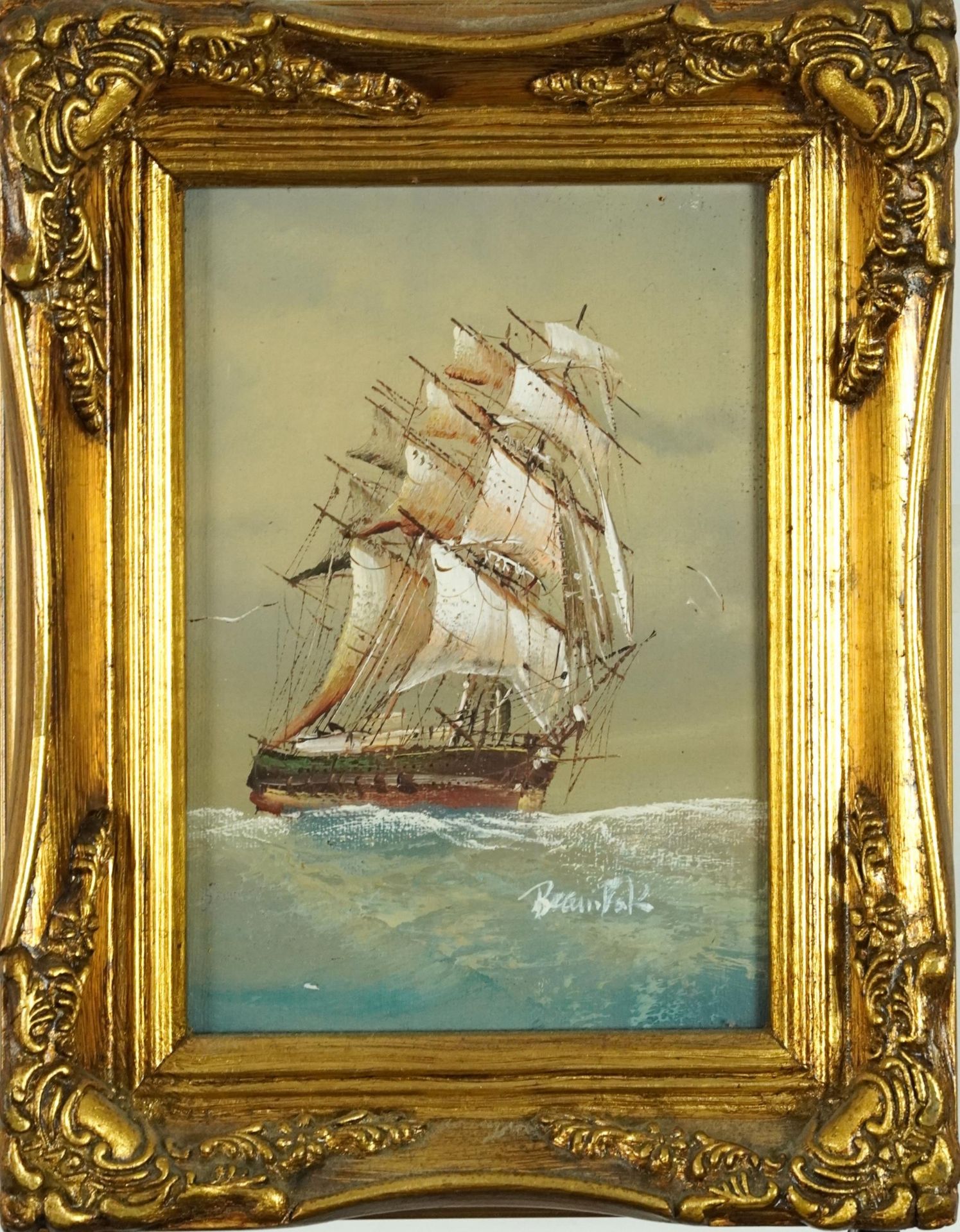 Men-O-War, three naval interest oil on boards including two signed R Bramley and Winson, each - Bild 12 aus 14