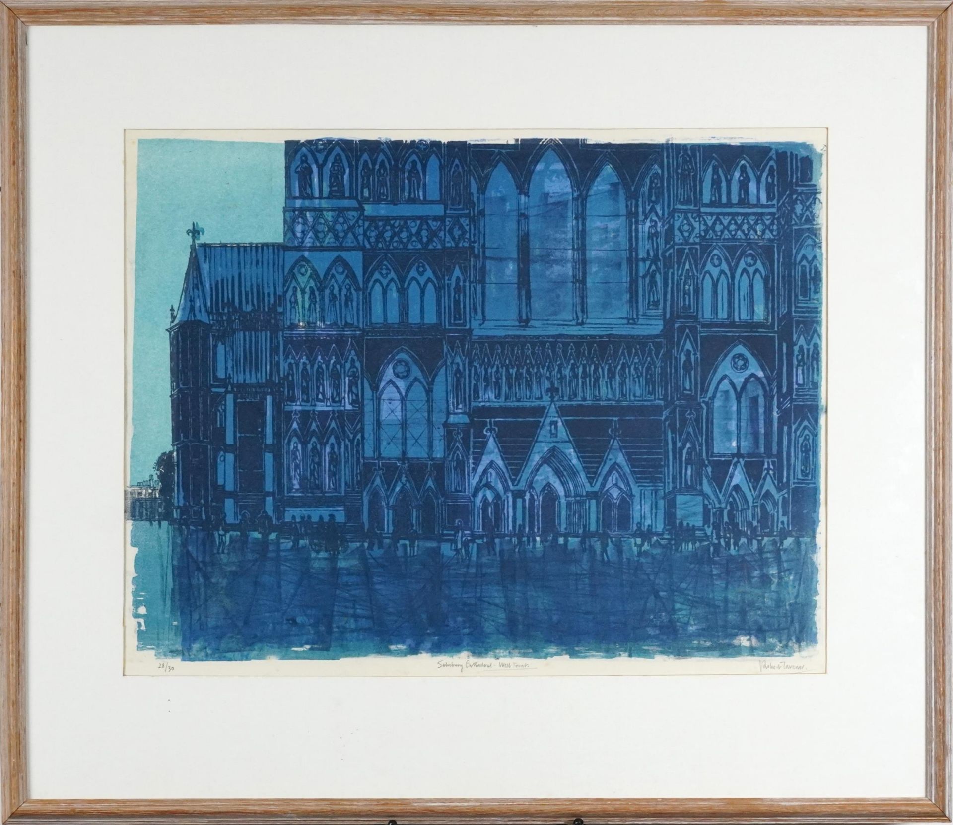 Robert Tavener - Salisbury Cathedral, West Front, pencil signed lithograph, limited edition 28/30, - Image 2 of 5