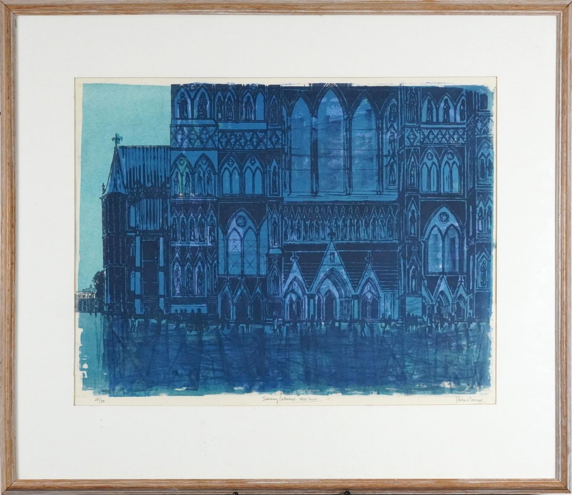 Robert Tavener - Salisbury Cathedral, West Front, pencil signed lithograph, limited edition 28/30, - Bild 2 aus 5