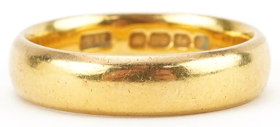 George V 22ct gold wedding band, size M/N, Birmingham 1924, 6.3g - Image 2 of 4