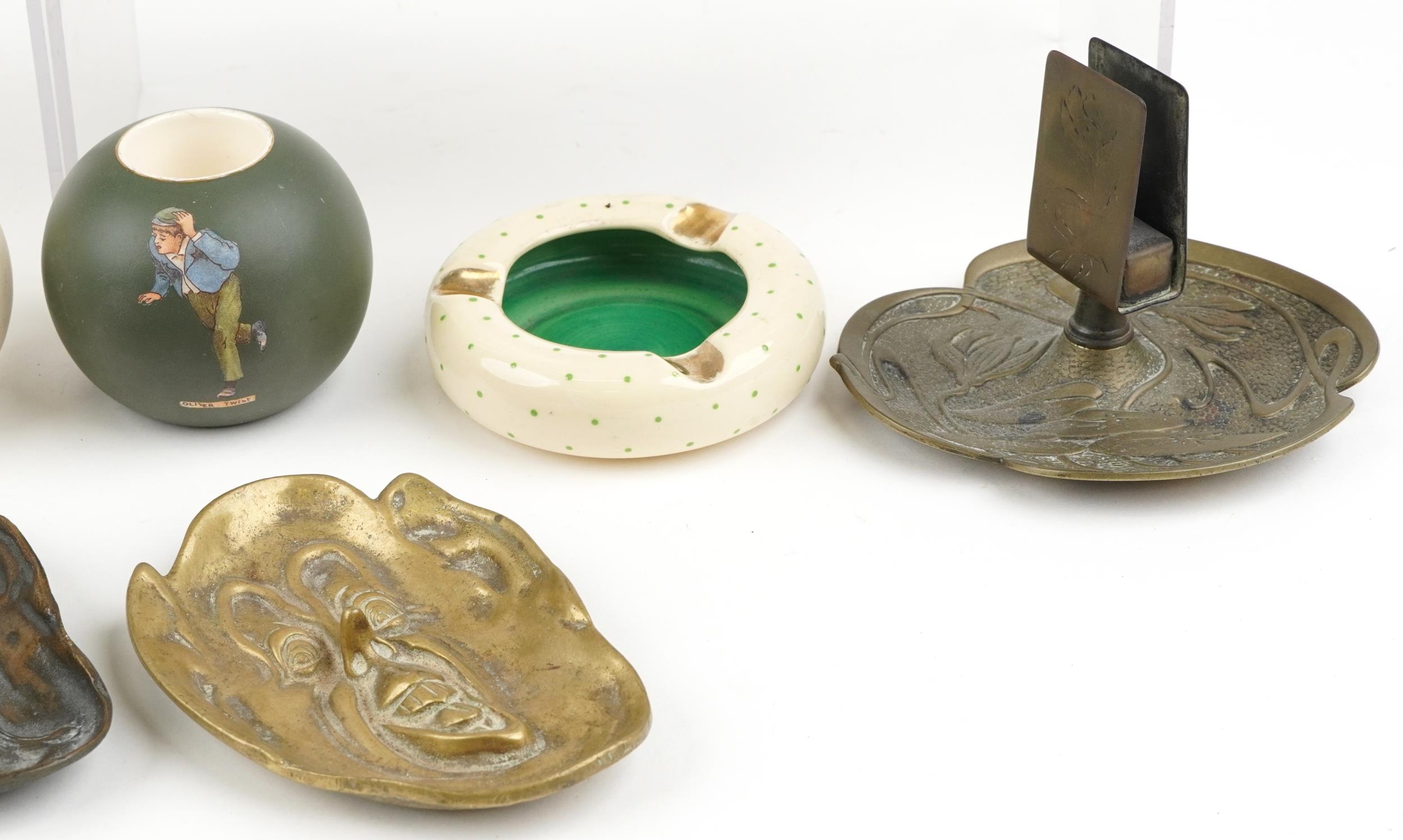 Early 20th century and later smoking collectables including two bronzed stretched face dishes, Art - Image 4 of 4