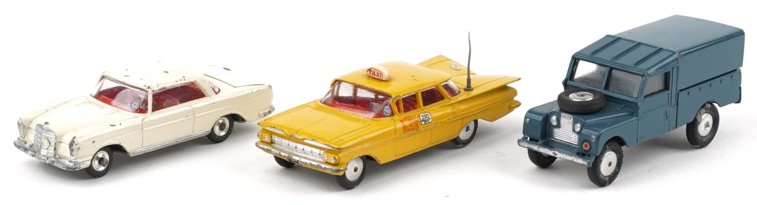 Three vintage Corgi Toys diecast vehicles with boxes comprising Chevrolet New York Taxi Cab 221, - Image 2 of 5