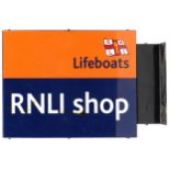 Royal National Lifeboat Association RNLI Shop double sided metal advertising sign, 65cm x 41.5cm