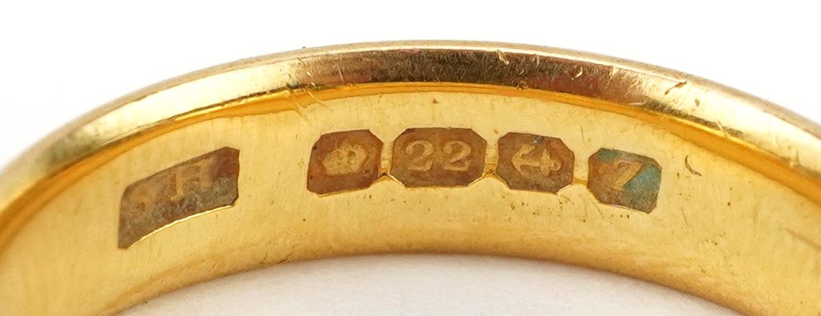 George V 22ct gold wedding band, size M/N, Birmingham 1924, 6.3g - Image 4 of 4