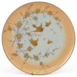 Victorian aesthetic wall charger gilded with birds amongst flowers, 42cm in diameter