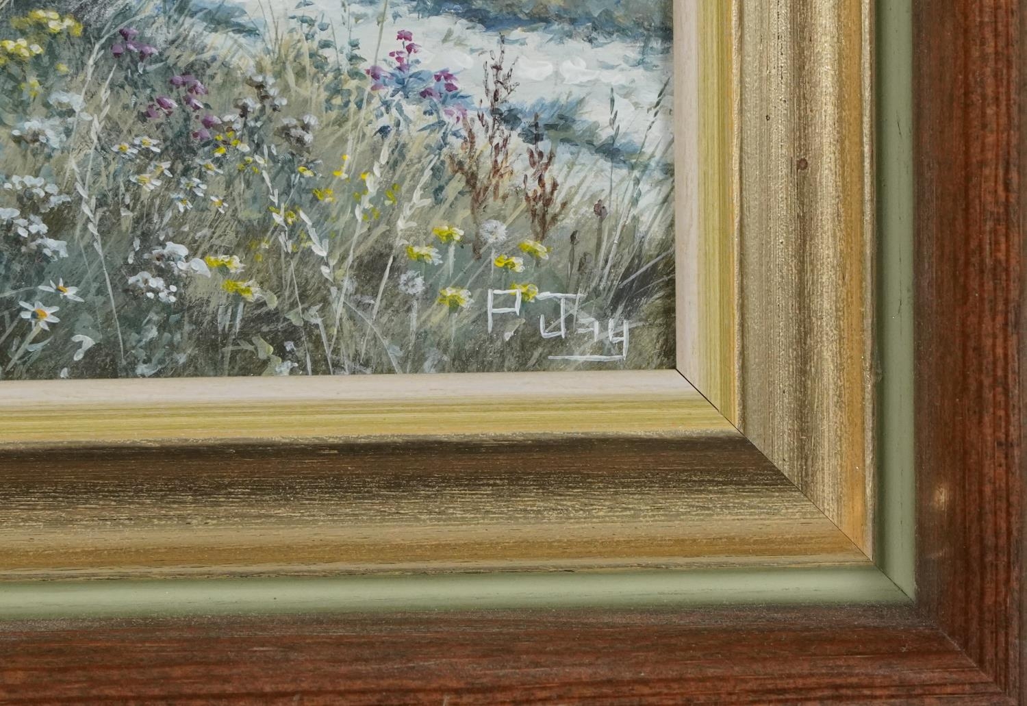 Peter Jay - Snow, Track on the Marsh and Summer on the South Downs, three oil on boards including - Image 16 of 20