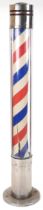 Vintage illuminated barber's pole with chromed mounts, 197cm high