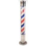 Vintage illuminated barber's pole with chromed mounts, 197cm high