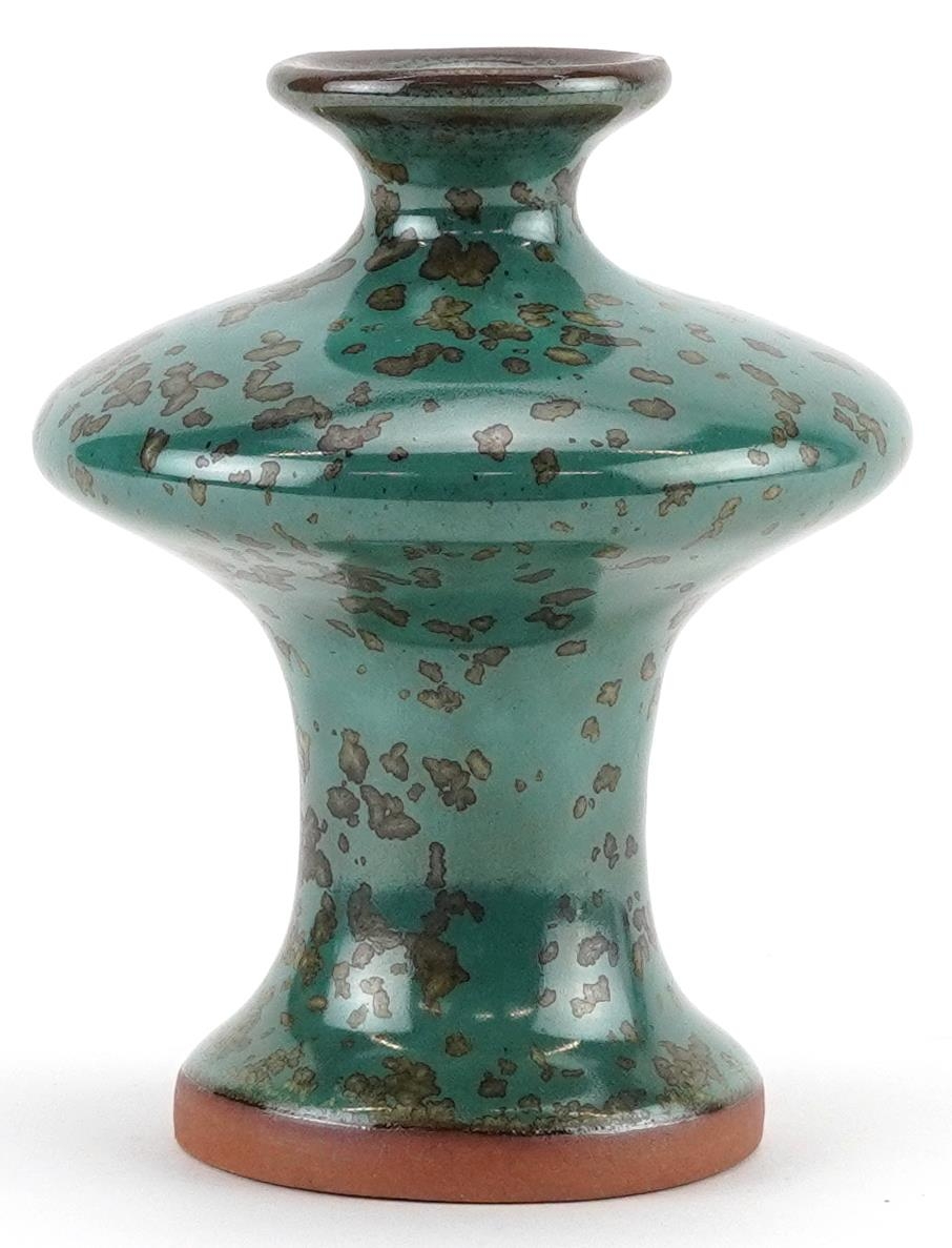 Chinese porcelain vase having a Jun type spotted turquoise glaze, 10cm high - Image 4 of 6