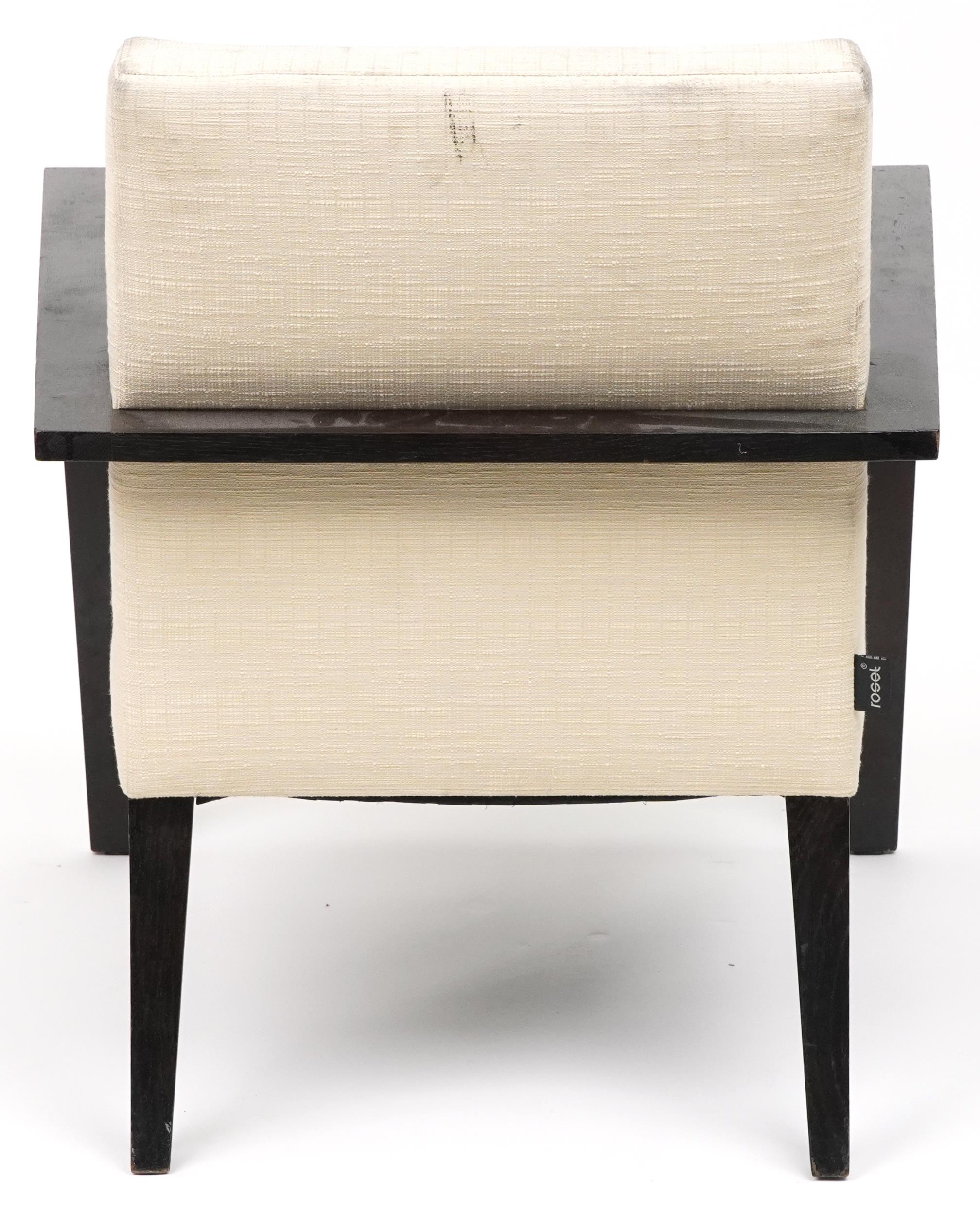 Roset, contemporary French ebonised lounge chair with cream upholstered back and seat, 78cm H x 74cm - Image 4 of 5