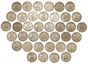 Thirty eight George V and George VI shillings, various dates