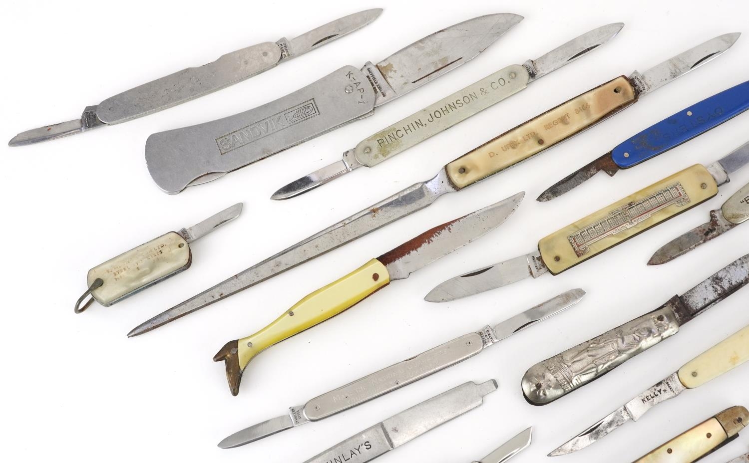 Collection of vintage advertising penknives and pocket tools, including Hoover Ltd, Sandvik, Harp - Image 2 of 6