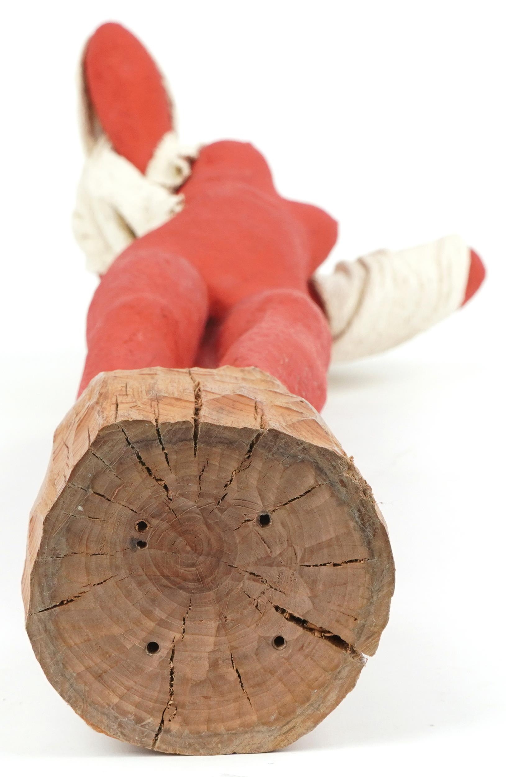 Neil Wilkinson, contemporary Brutalist painted carved wood sculpture with cloth of a nude female, - Image 3 of 3