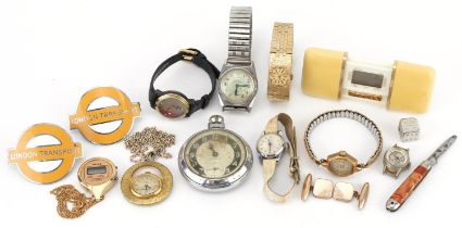 Sundry items and watches including gentlemen's Favre Leuba Vincit, Smiths pocket watch and two