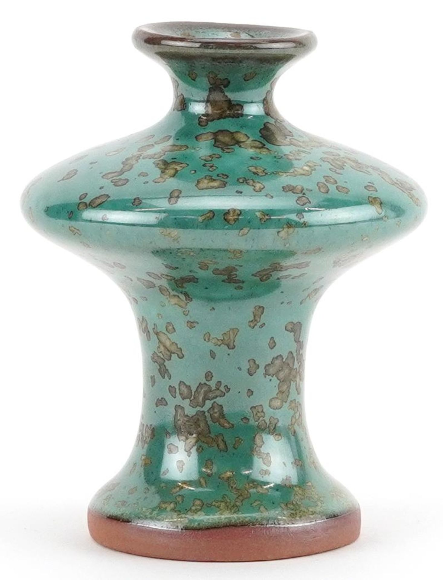 Chinese porcelain vase having a Jun type spotted turquoise glaze, 10cm high