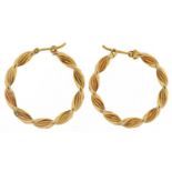 UnoArre, pair of Italian 9ct gold hoop earrings, 2.6cm in diameter, total 2.2g