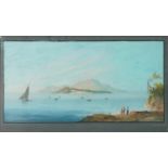 Island of Ischia, 19th century Italian school gouache, mounted, framed and glazed, 83cm x 42.5cm