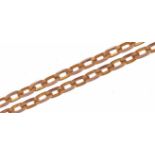 9ct rose gold rectangular box link necklace, 66cm in length, 6.8g