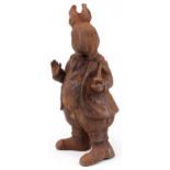 Garden cast iron comical rabbit smoking a pipe, 43cm high