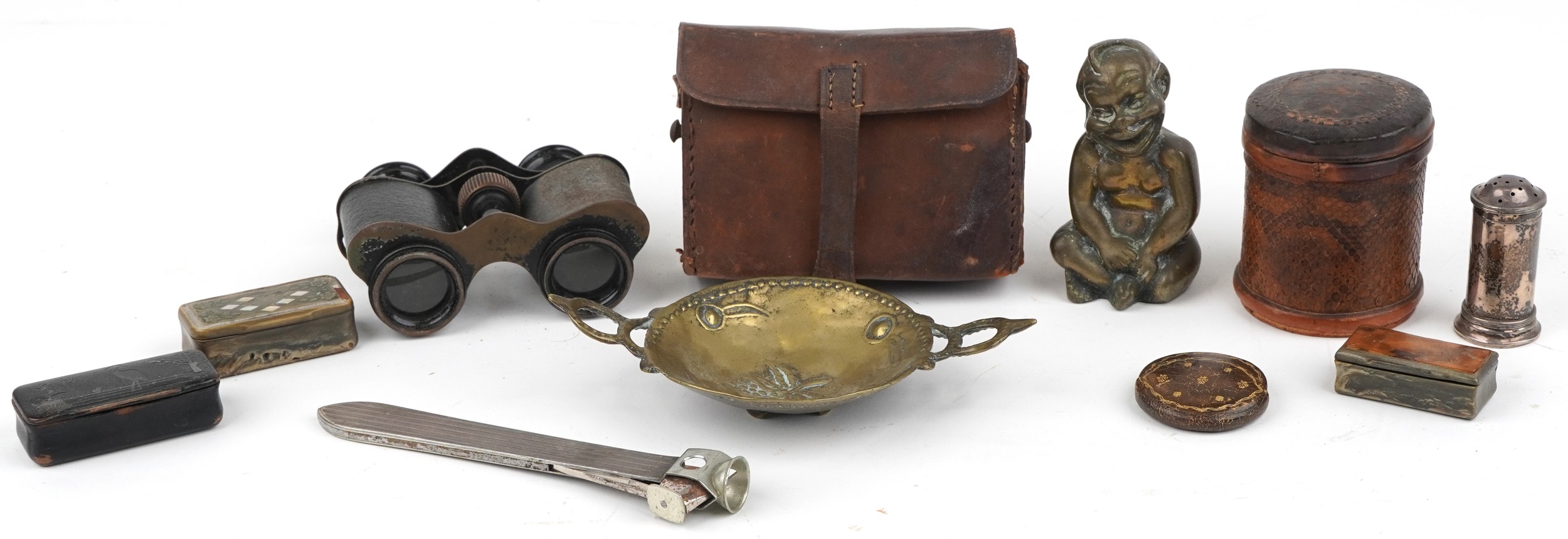 19th century and later sundry items including silver mounted cigar cutter, silver caster, three