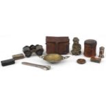 19th century and later sundry items including silver mounted cigar cutter, silver caster, three