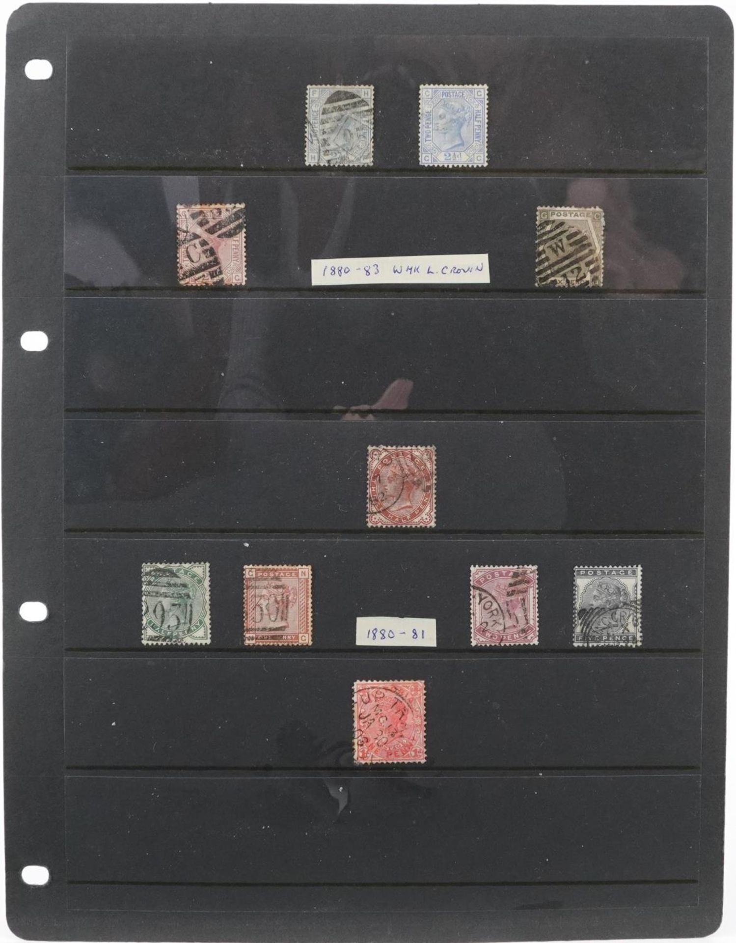 Victorian British stamps arranged on five sheets including Penny Reds, five shillings and ten - Image 2 of 6