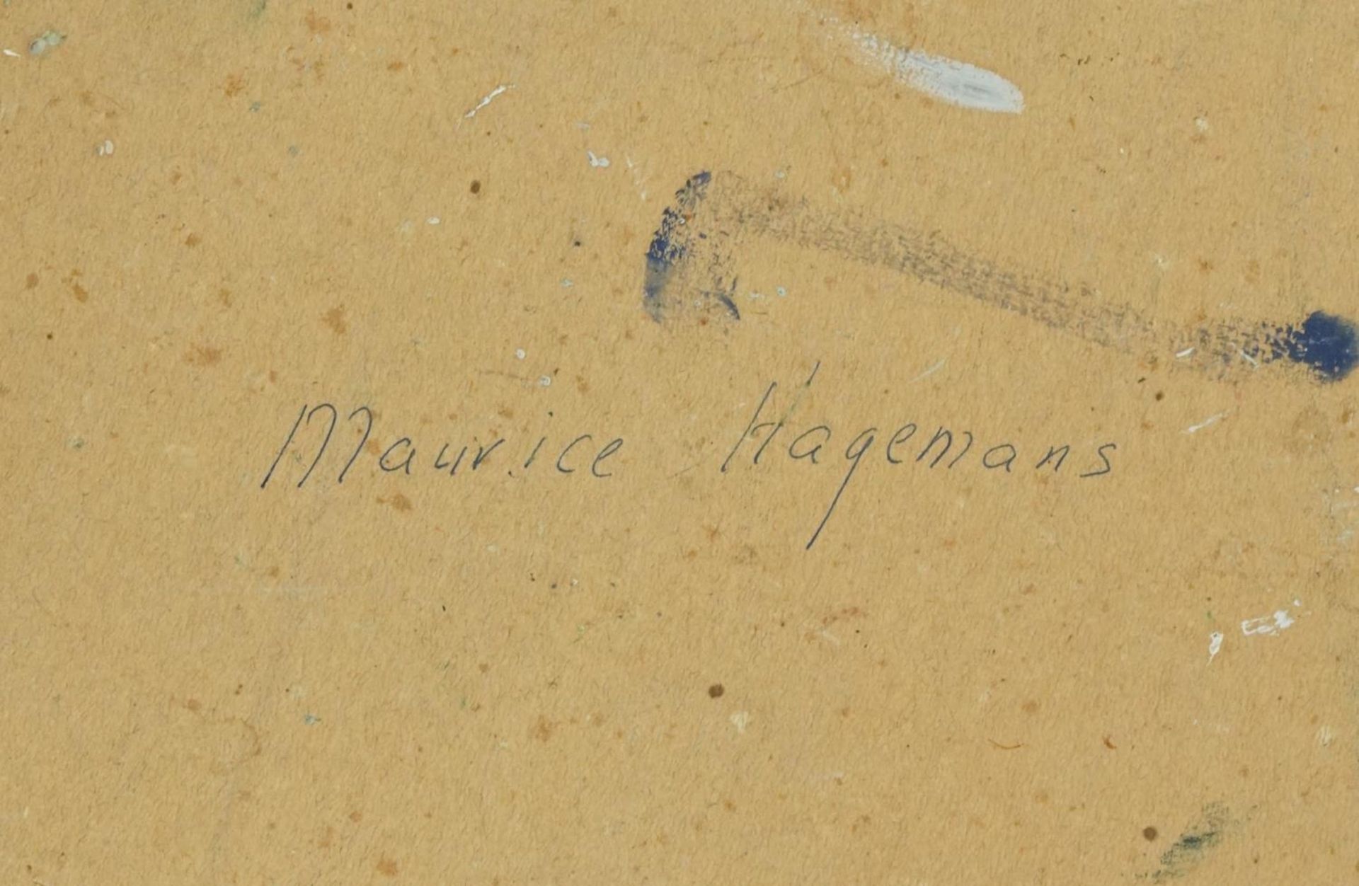 Manner of Maurice Hagemans - Harvest Time, European Impressionist oil on board, inscribed verso, - Image 5 of 6