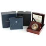 Elizabeth II 2017 gold proof five pound coin by The Royal Mint commemorating The Sapphire Jubilee of