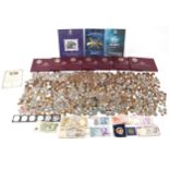 Antique and later British and world coinage, some silver proof including commemorative crowns and