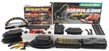 Vintage and later Scalextric model racing including Grand Prix with box