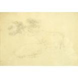 Robert Hills OWS - Two cattle with foliage, late 18th/early 19th century pencil inscribed Abbott &