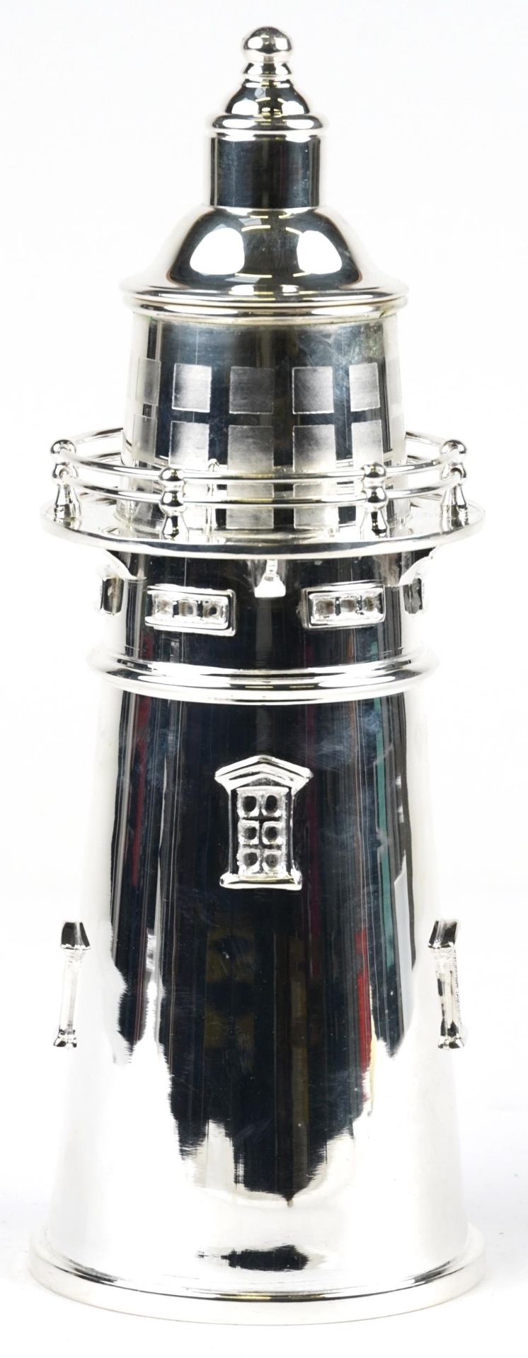 Art Deco style silver plated cocktail shaker in the form of a lighthouse, 35cm high - Bild 2 aus 4