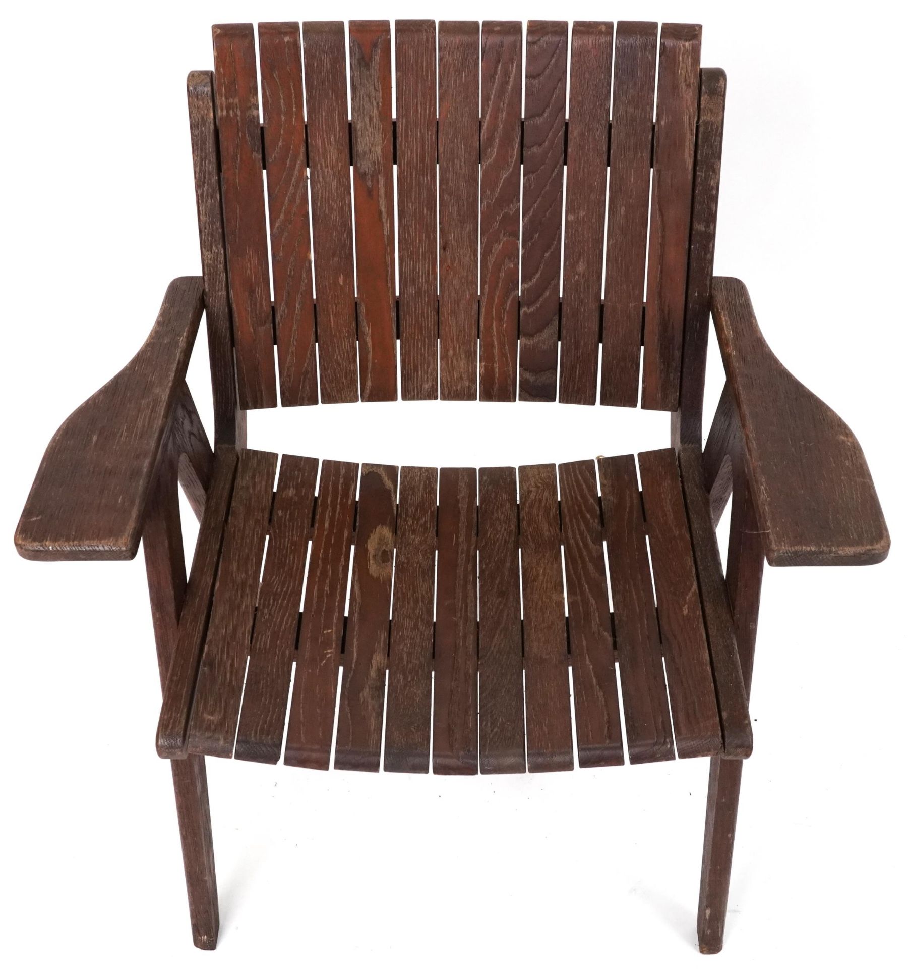 Autoban, stained teak slice chair, 81cm high - Image 3 of 4